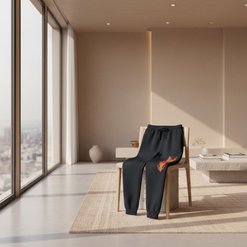 Embroidered Flame Graphic Joggers