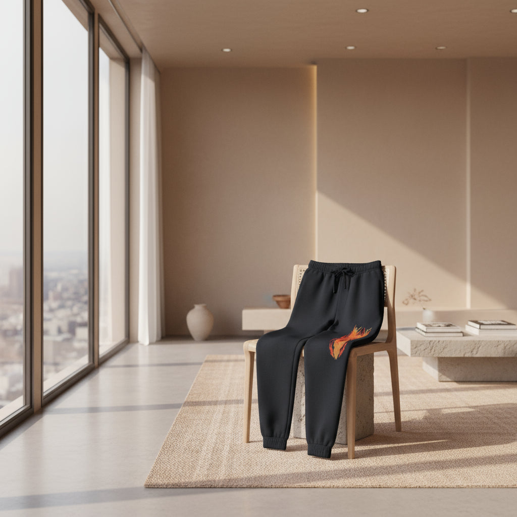 Embroidered Flame Graphic Joggers